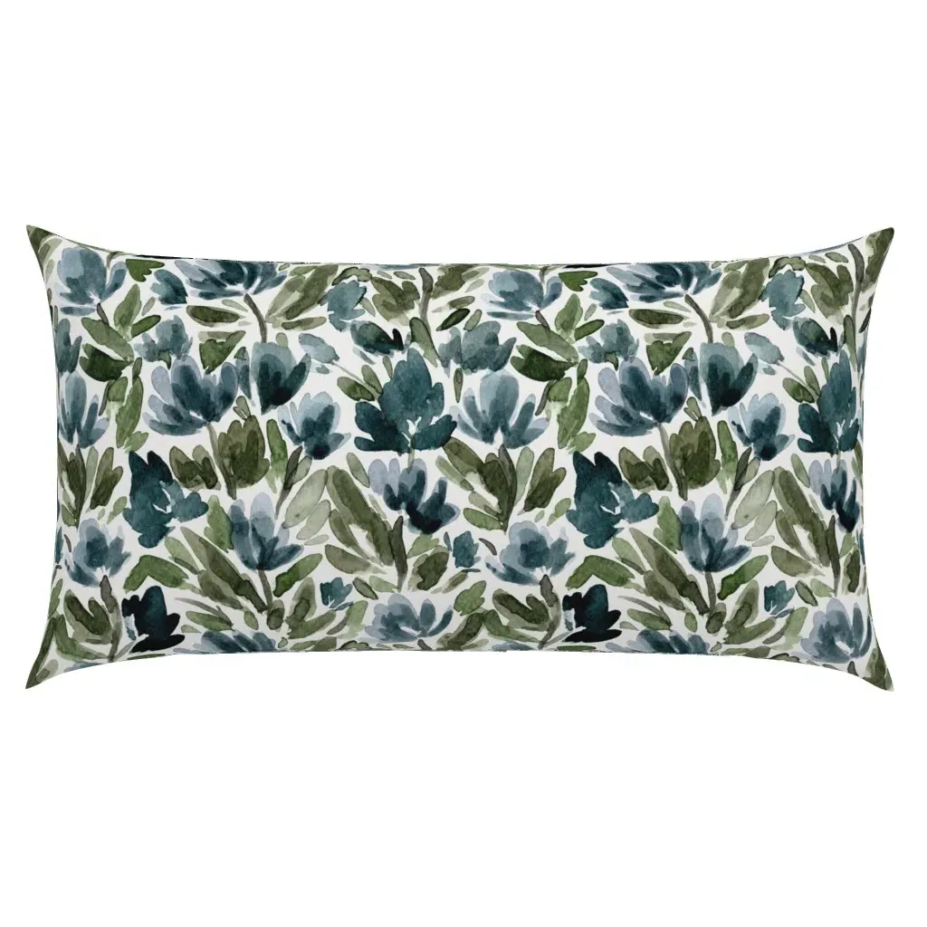 Jumbo Midnight Blue Watercolour Tulip Vines King Pillow Sham - Dusty Blue product