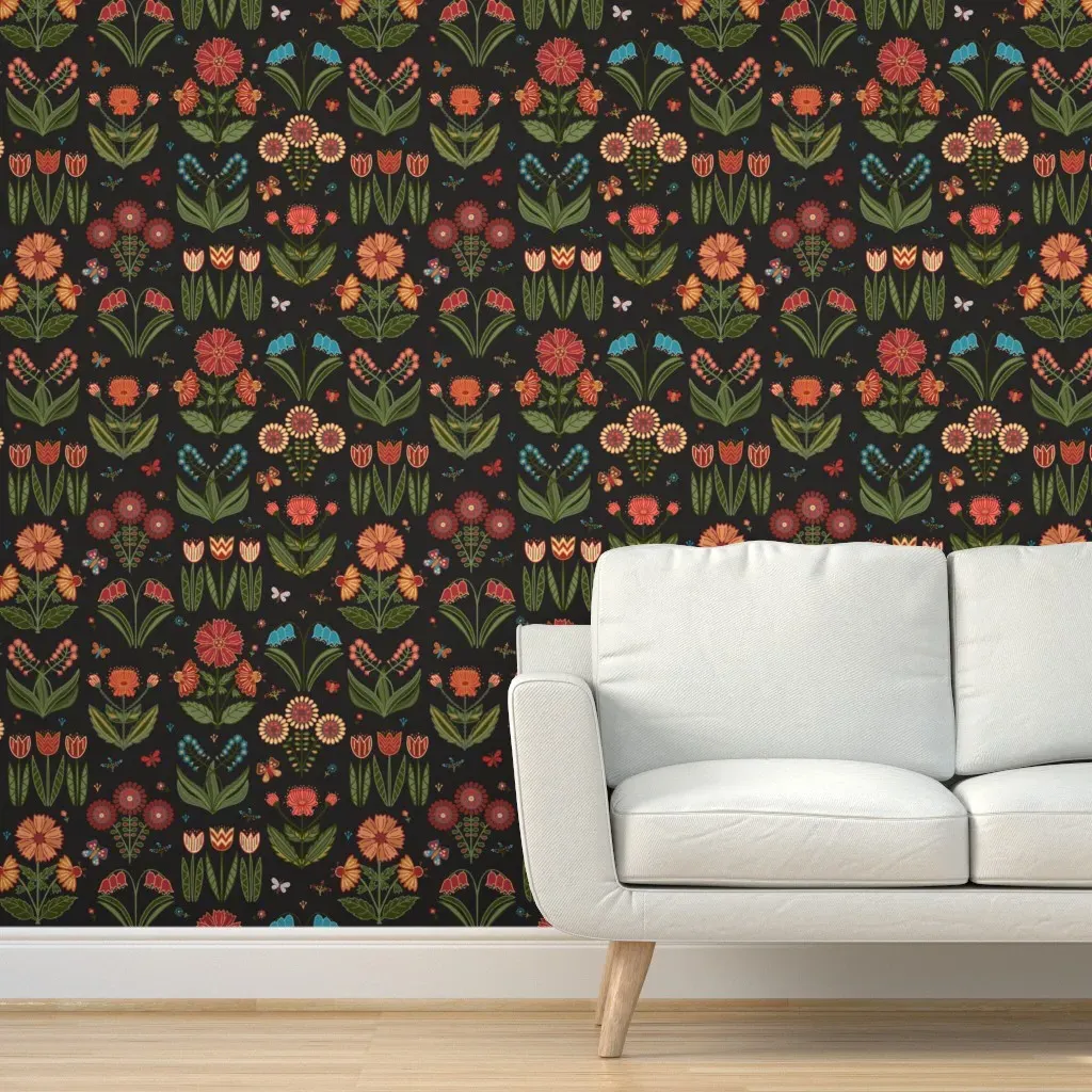 Jumbo Millefleur Floral Peel and Stick Wallpaper - Red product