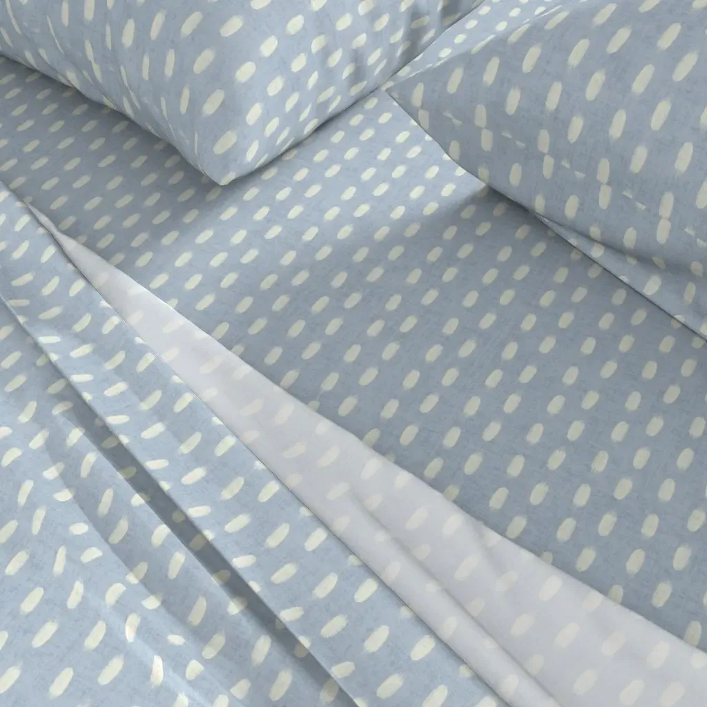 Jumbo Minimalist Paint Strokes King Sheet Set - Blue, White alternate view