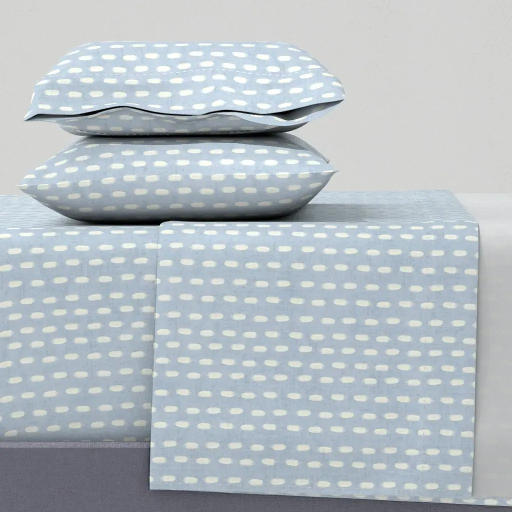 Jumbo Minimalist Paint Strokes King Sheet Set - Blue, White product