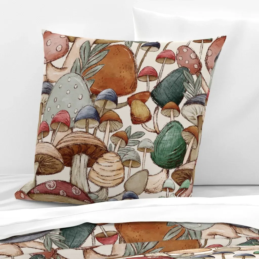 Jumbo Mushroom Woodland 24" Euro Pillow Sham - Mushroom Brown product