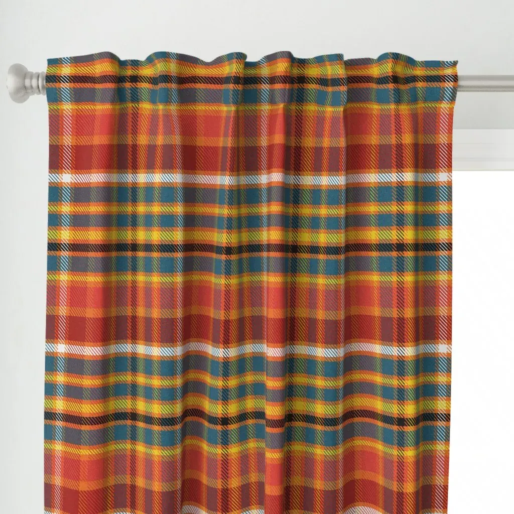 Jumbo October Plaid Curtain Panel - Orange alternate view