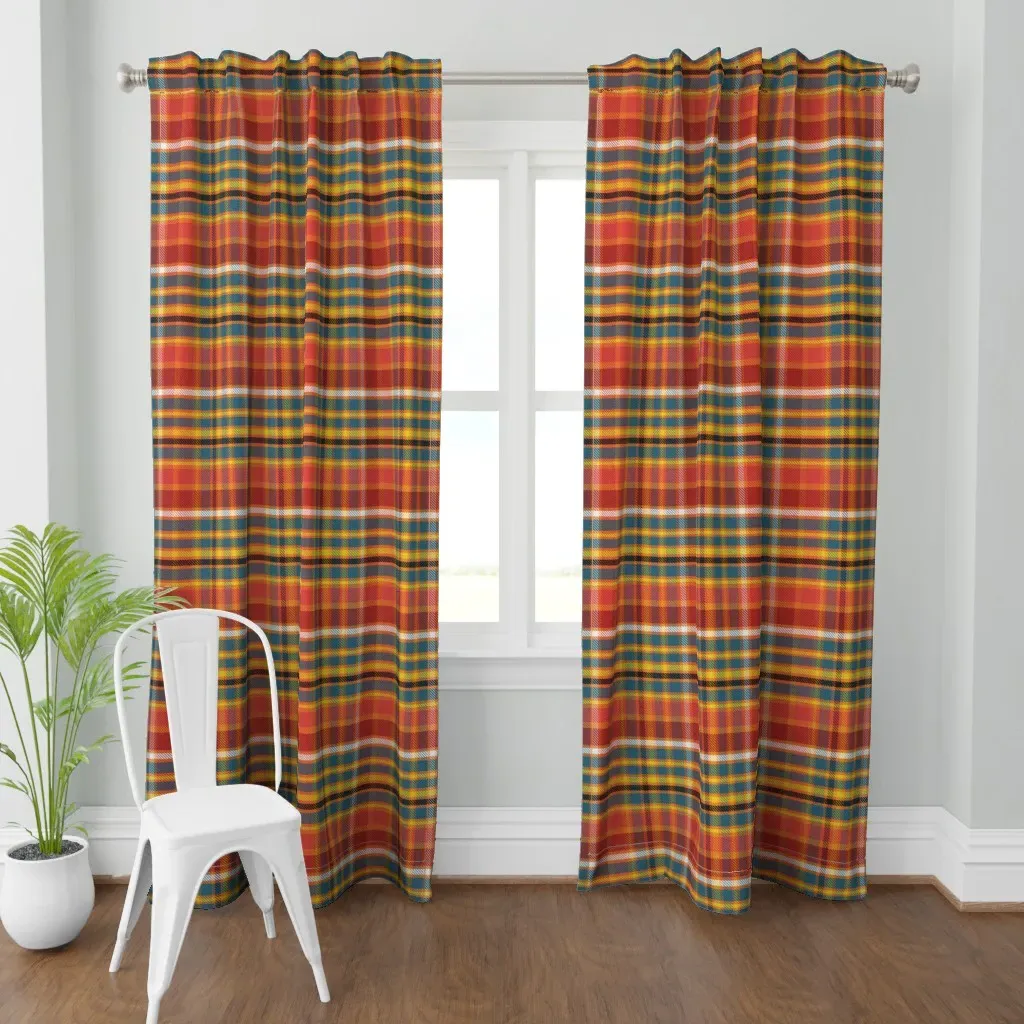Jumbo October Plaid Curtain Panel - Orange product