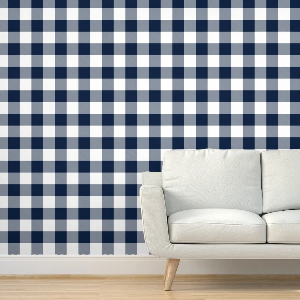 Jumbo Plaid Buffalo Check Peel and Stick Wallpaper - Navy, Blue product