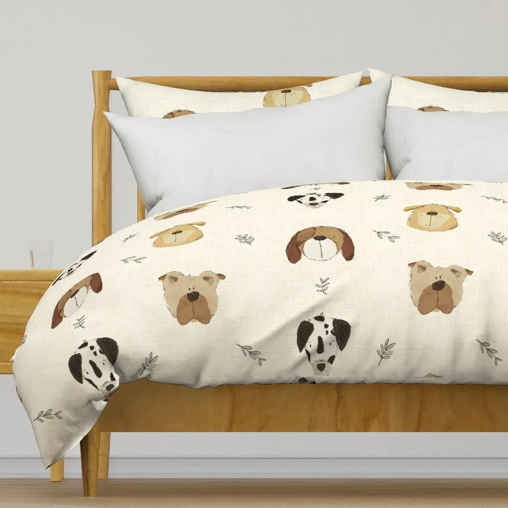 Jumbo Puppy Dog Heads Duvet Cover - Beige product