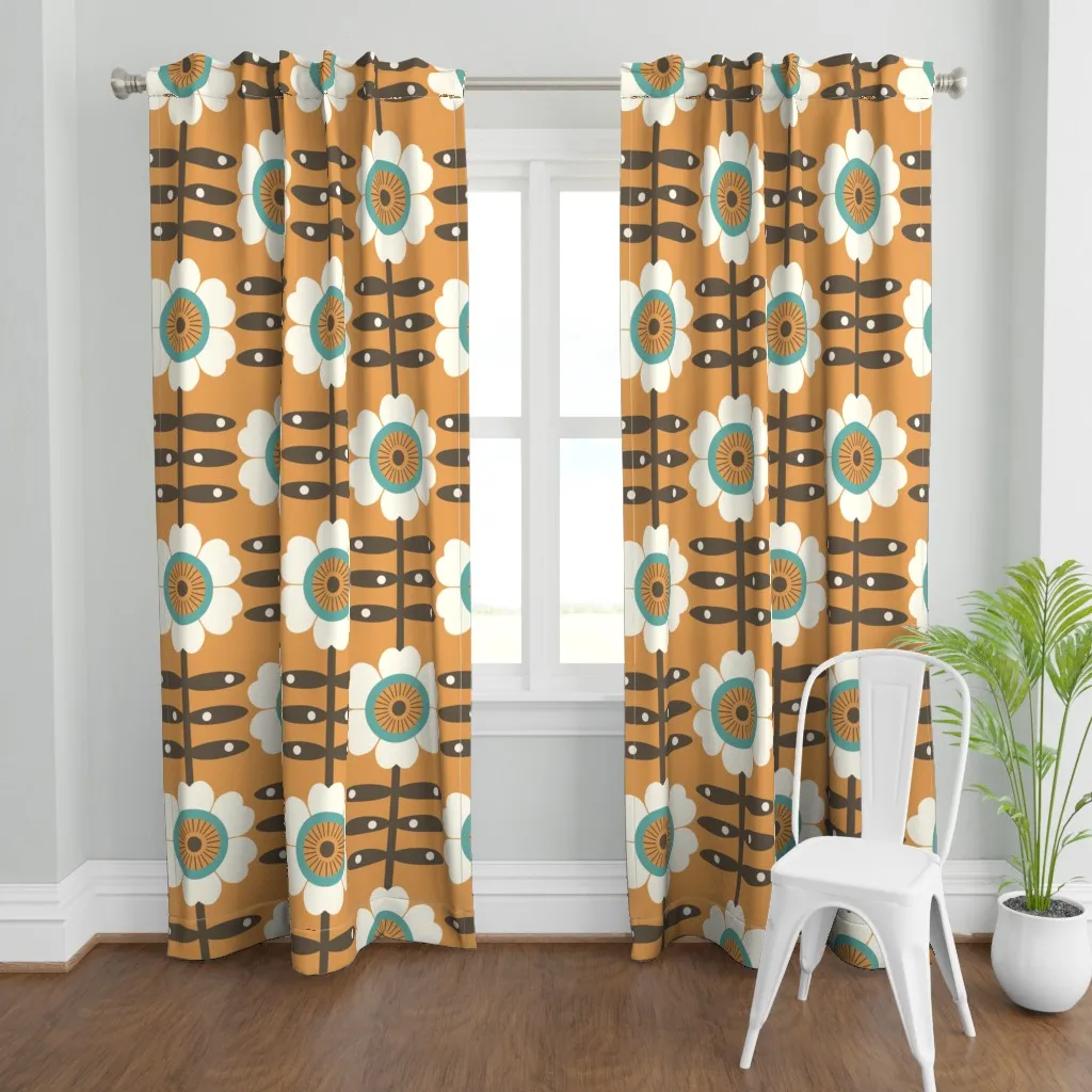 Jumbo Retro Hippie Floral Curtain Panel - White product
