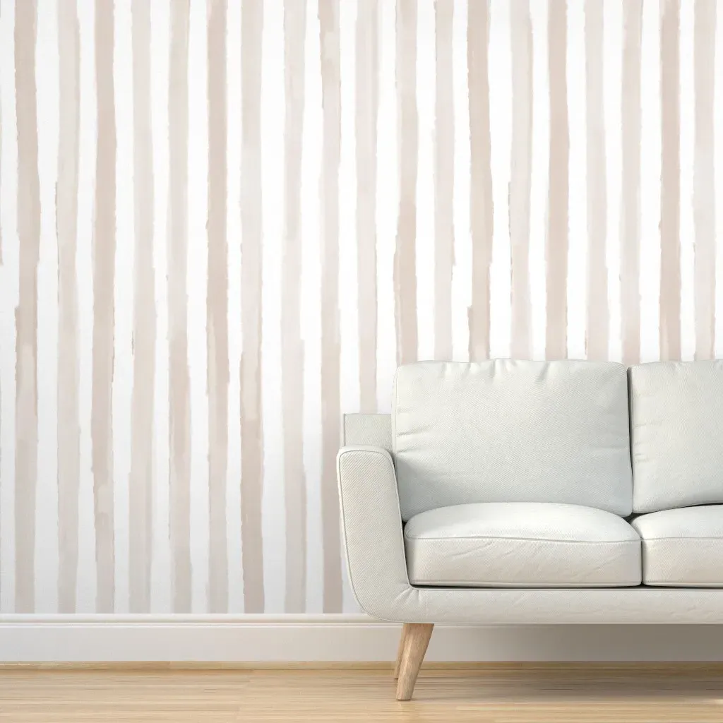 Jumbo Rough Painted Pin Stripes Peel and Stick Wallpaper - Beige product