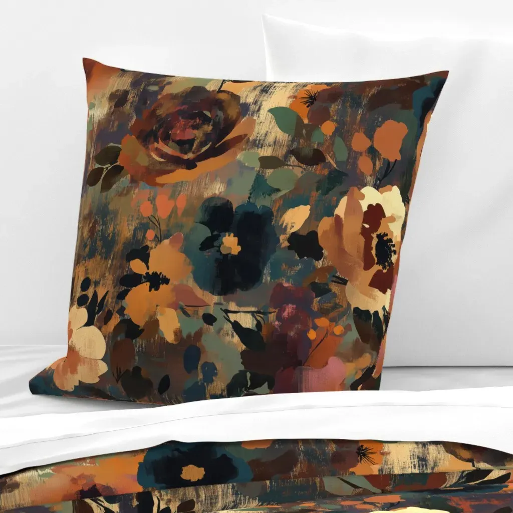 Jumbo Rustic Bohemian Floral Euro Pillow Sham - Dark Teal product