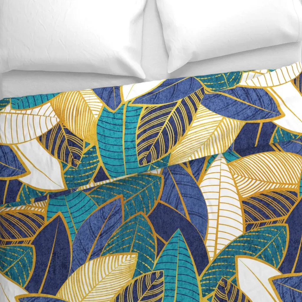 Jumbo Scale Leaf Wall Large Duvet Cover - Teal alternate view