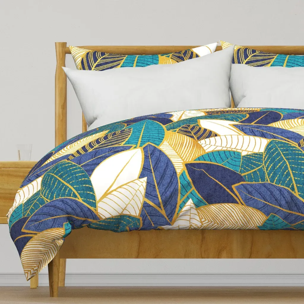 Jumbo Scale Leaf Wall Large Duvet Cover - Teal product