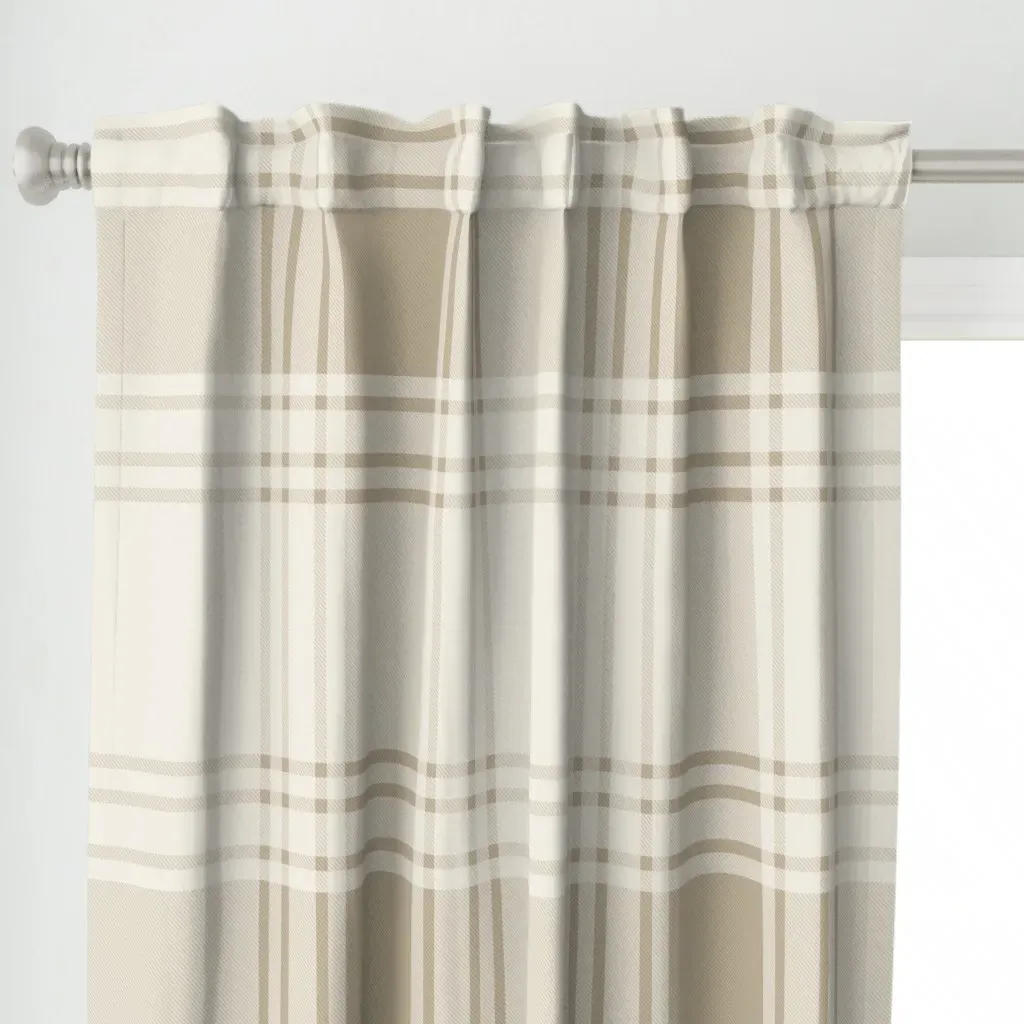 Jumbo Simple Plaid Curtain Panel - Beige alternate view