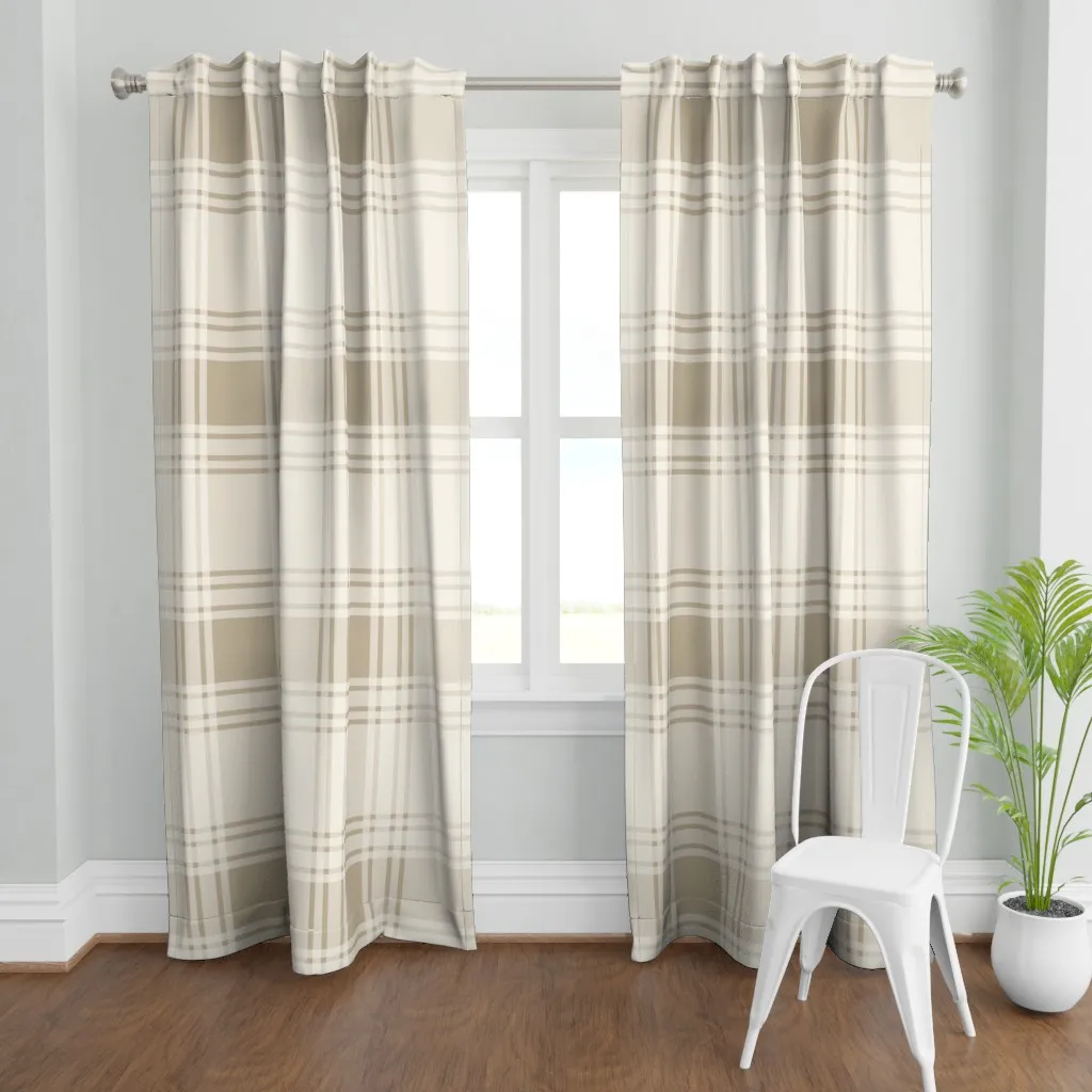 Jumbo Simple Plaid Curtain Panel - Beige product