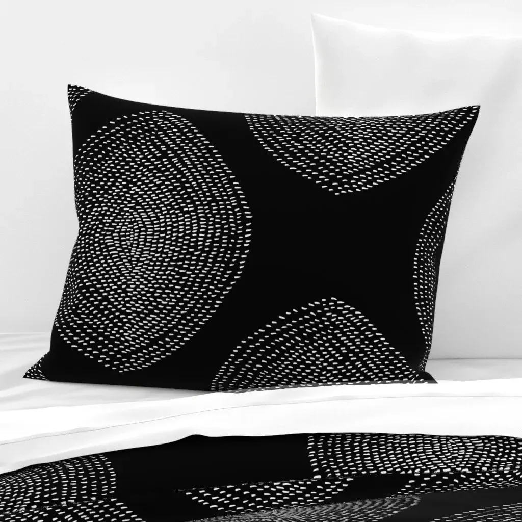 Jumbo Stripy Boho Drop Standard Knife Edge Cushion Cover - Black, Cotton Sateen product
