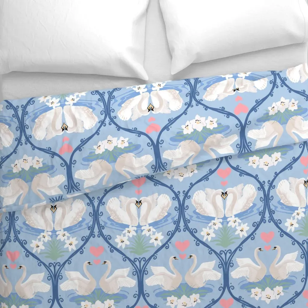 Jumbo Swan Dance Ogee Duvet Cover - White alternate view