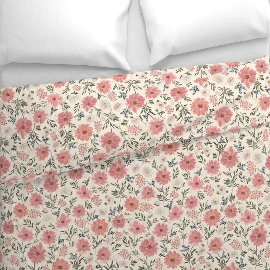Jumbo Sweet Floral Field Duvet Cover - Dusty Rose alternate view