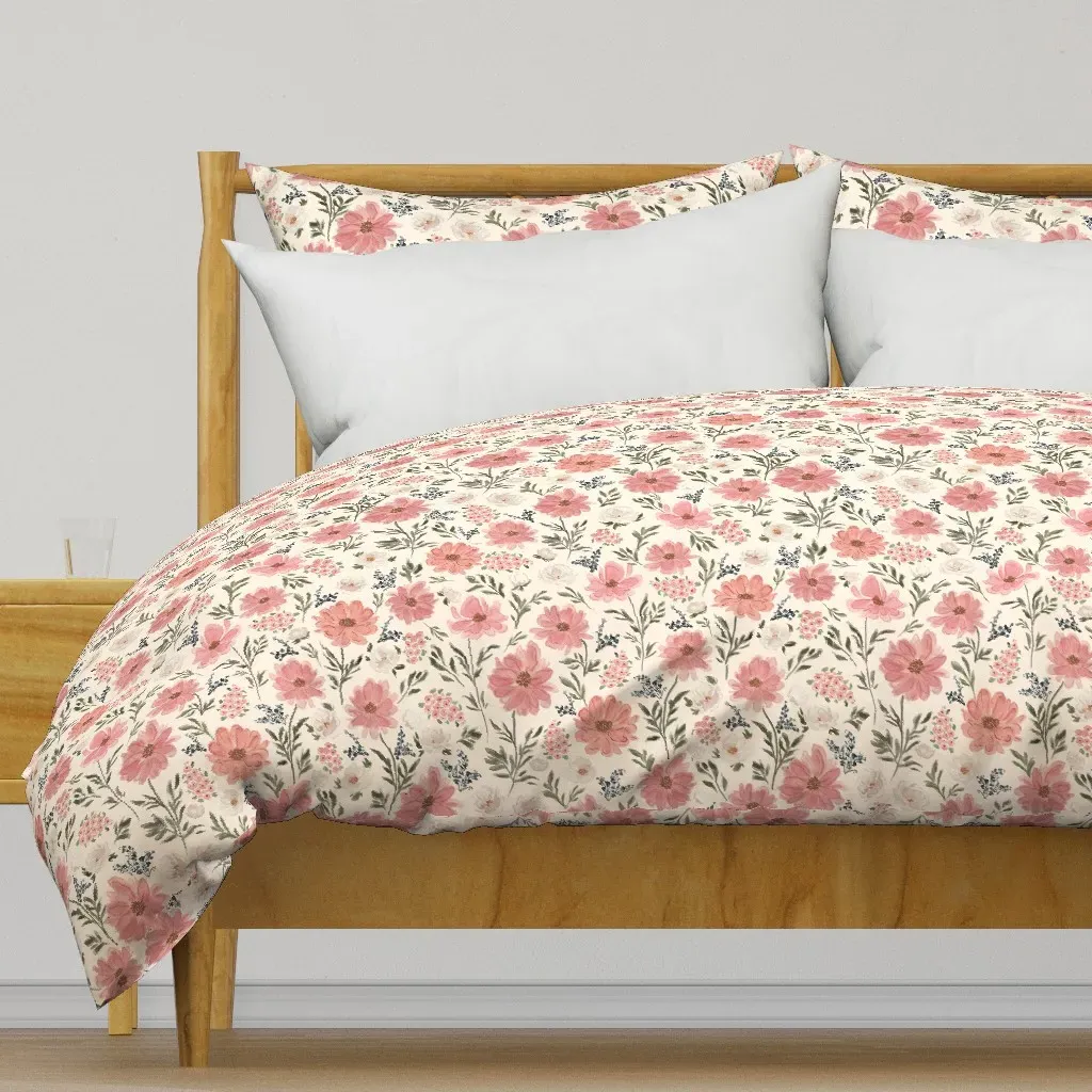 Jumbo Sweet Floral Field Duvet Cover - Dusty Rose product