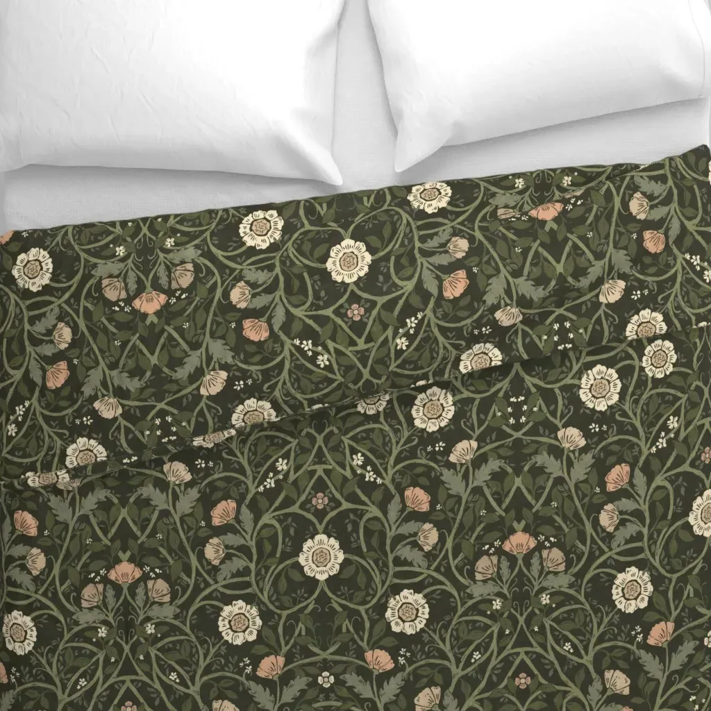 Jumbo Tulip Arts and Crafts Duvet Cover - Green alternate view