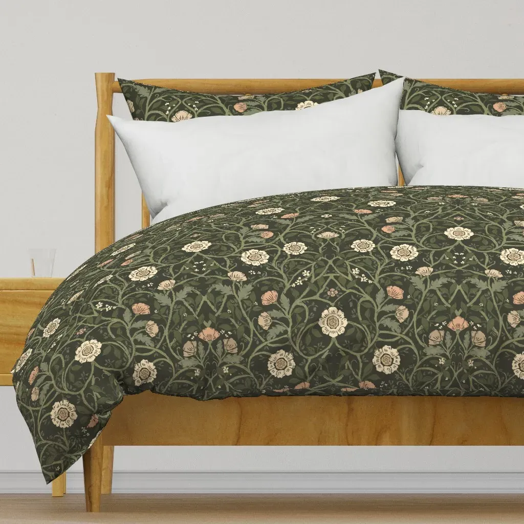 Jumbo Tulip Arts and Crafts Duvet Cover - Green product