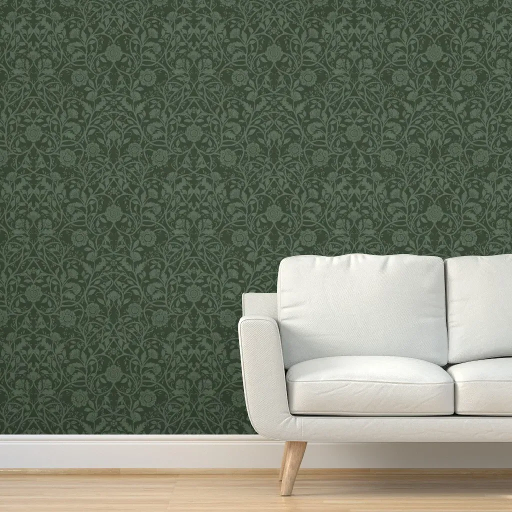 Jumbo Tulip Arts and Crafts Floral Peel and Stick Wallpaper - Dark Green product
