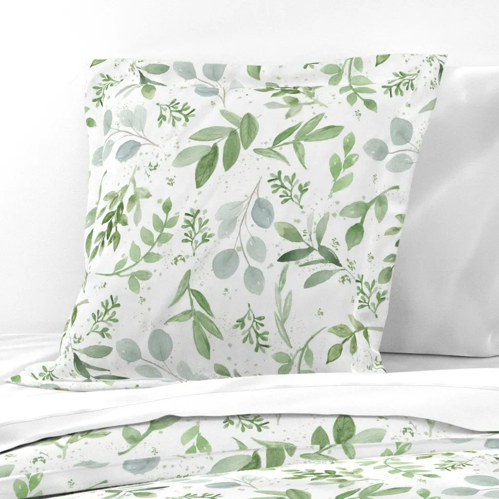 Jumbo Watercolor Eucalyptus Euro Pillow Sham - Sage Green product