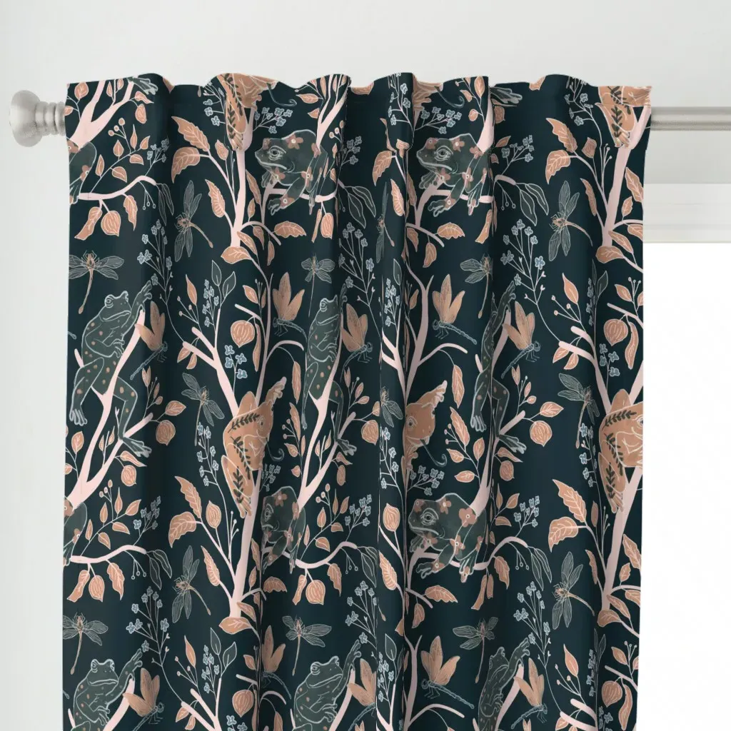 Jumping Frogs Curtain Panel - Teal alternate view