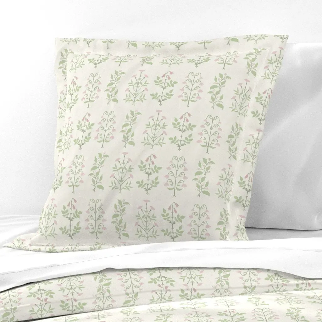 June Botanical Small Block Print Floral Euro Pillow Sham - Green product