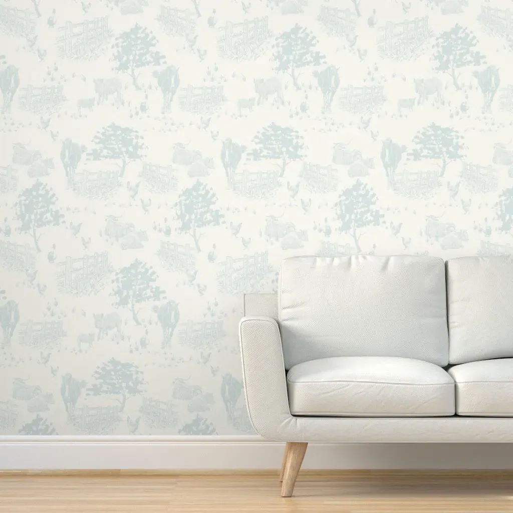 June Farms Toile Peel and Stick Wallpaper - Light Blue, Cream product
