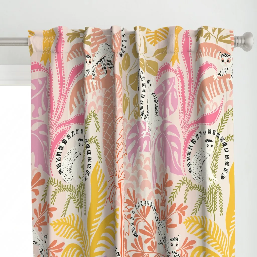 Jungle Adventure Sunny Curtain Panel - Pink alternate view