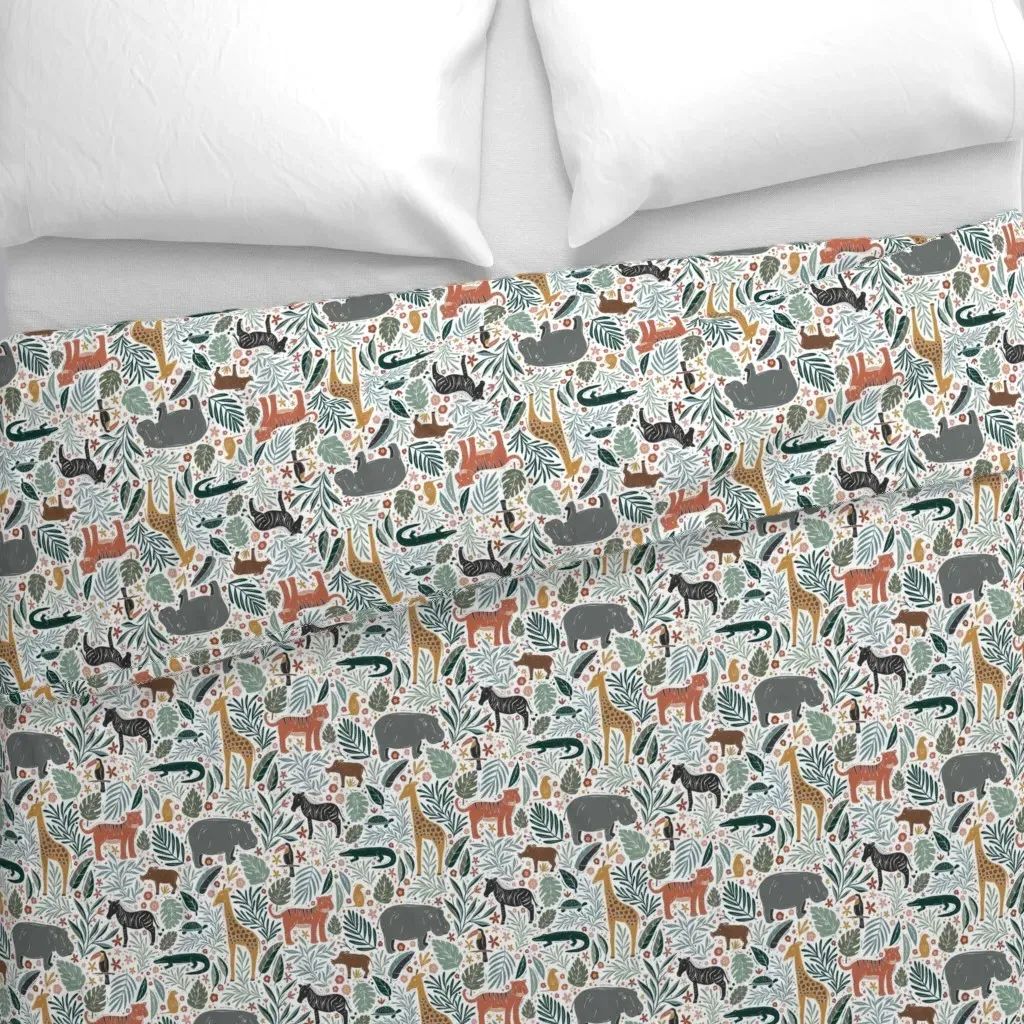 Jungle Animal Friends Duvet Cover - Green alternate view