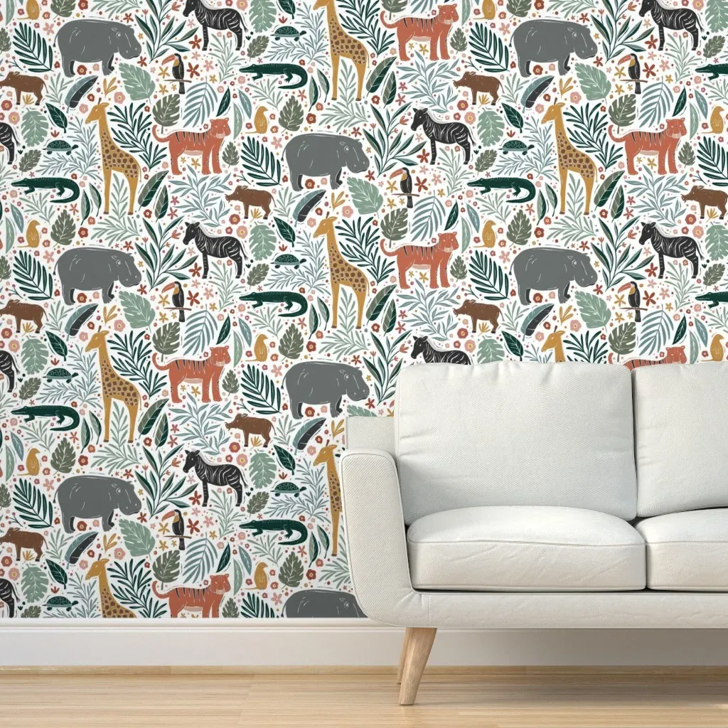 Jungle Animal Friends Peel and Stick Wallpaper - Green product