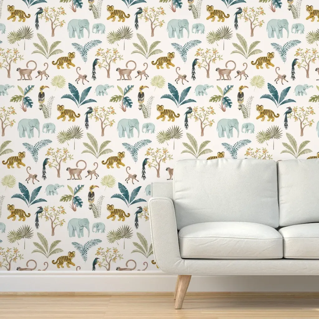 Jungle Babies Peel and Stick Wallpaper - Beige product
