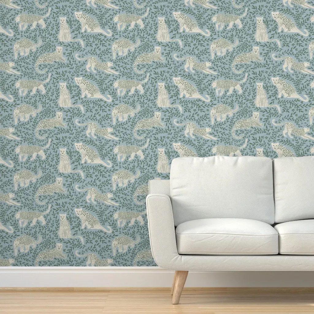 Jungle Cat Peel and Stick Wallpaper - Off-White, Cream product