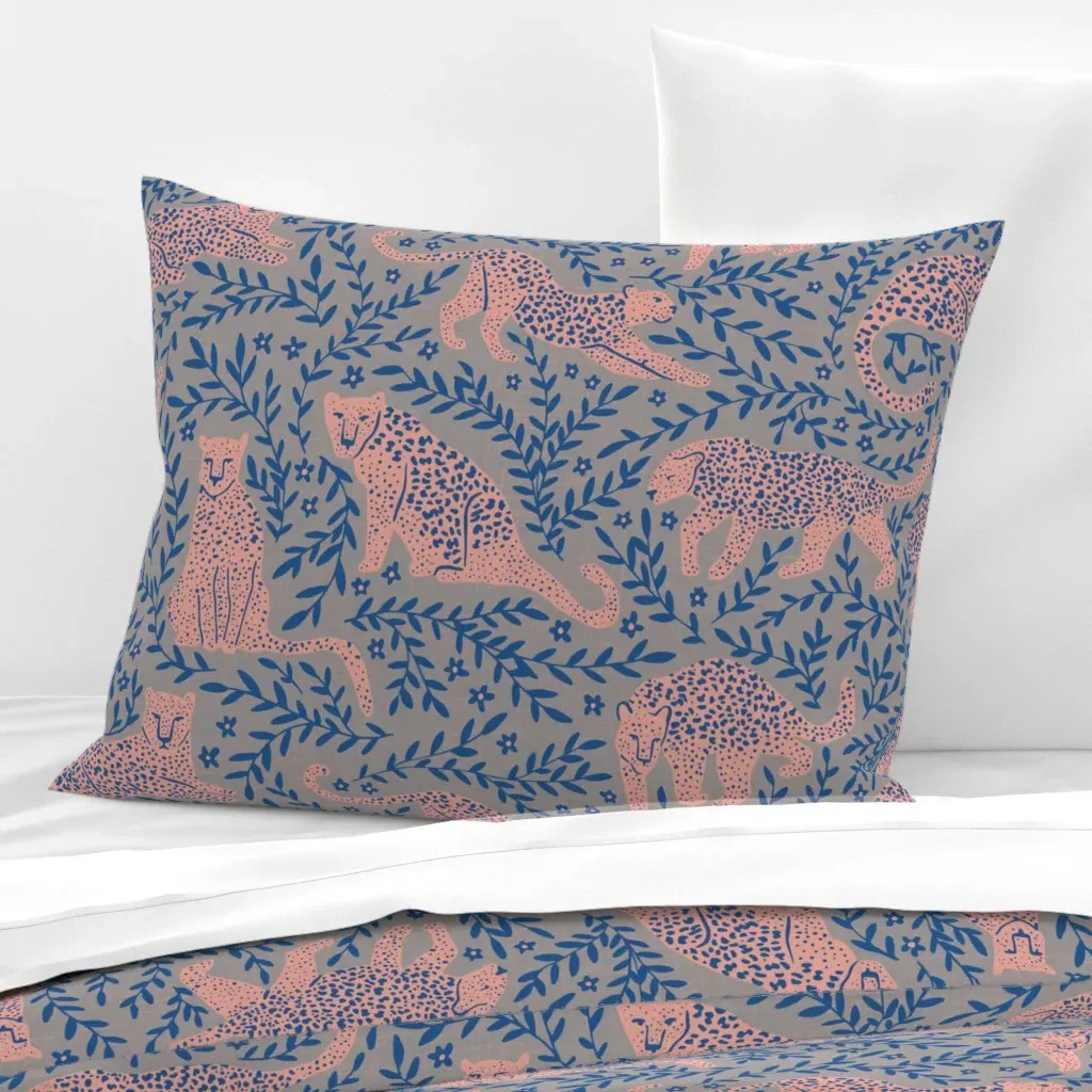 Jungle Cat Standard Knife Edge Cushion Cover - Pink, Cotton Sateen product