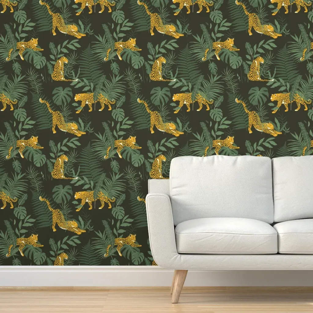 Jungle Cheetah Bliss Peel and Stick Wallpaper - Mustard Yellow product
