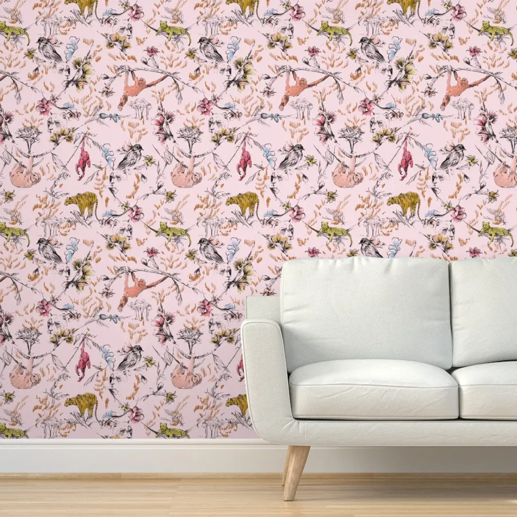Jungle Chinoise Peel and Stick Wallpaper - Pink product