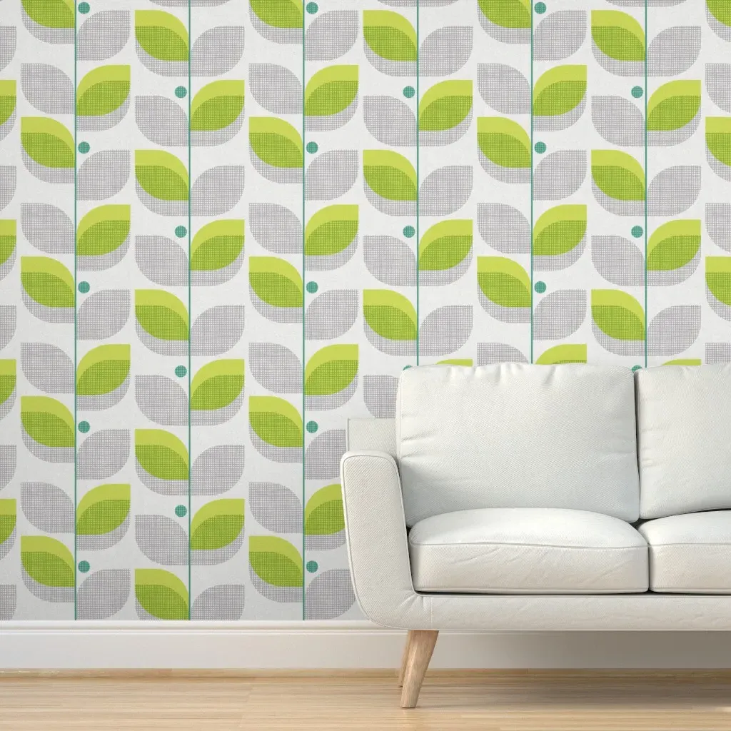 Jungle Flora Leaves Jumbo Scale Peel and Stick Wallpaper - Lime Green product