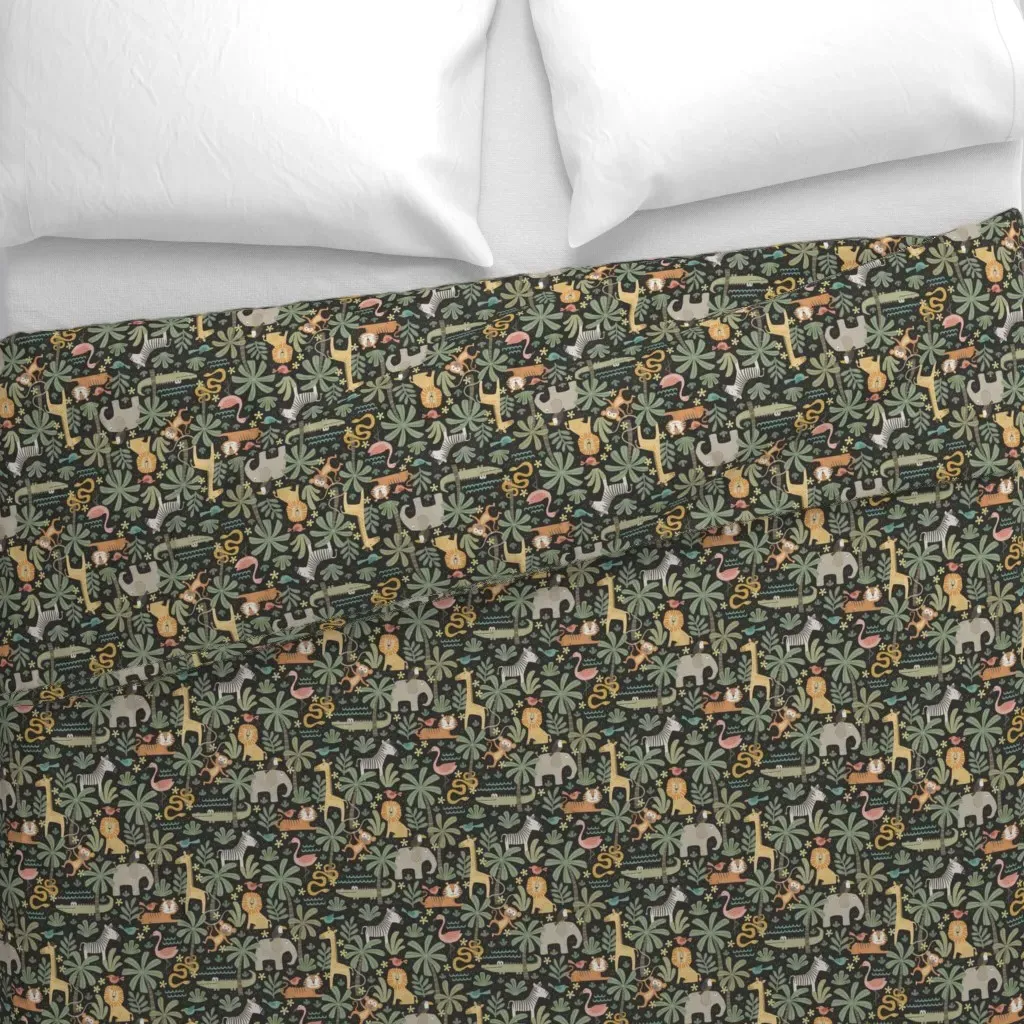 Jungle Friends Night Safari Duvet Cover - Dark Green alternate view