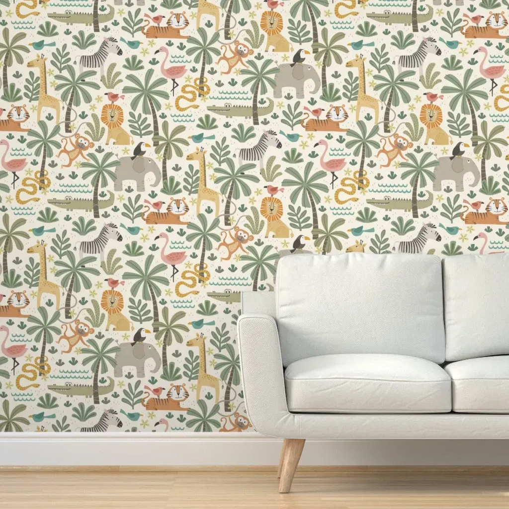 Jungle Friends Safari Peel and Stick Wallpaper - Cream product