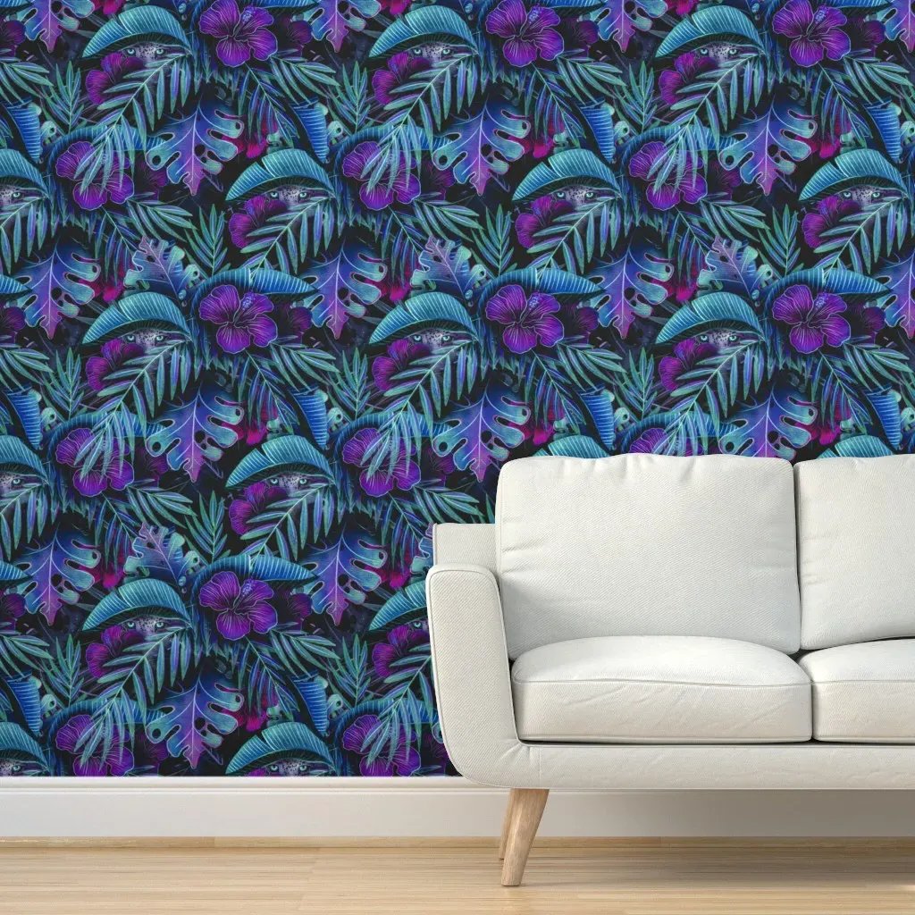 Jungle Glow Peel and Stick Wallpaper - Purple product