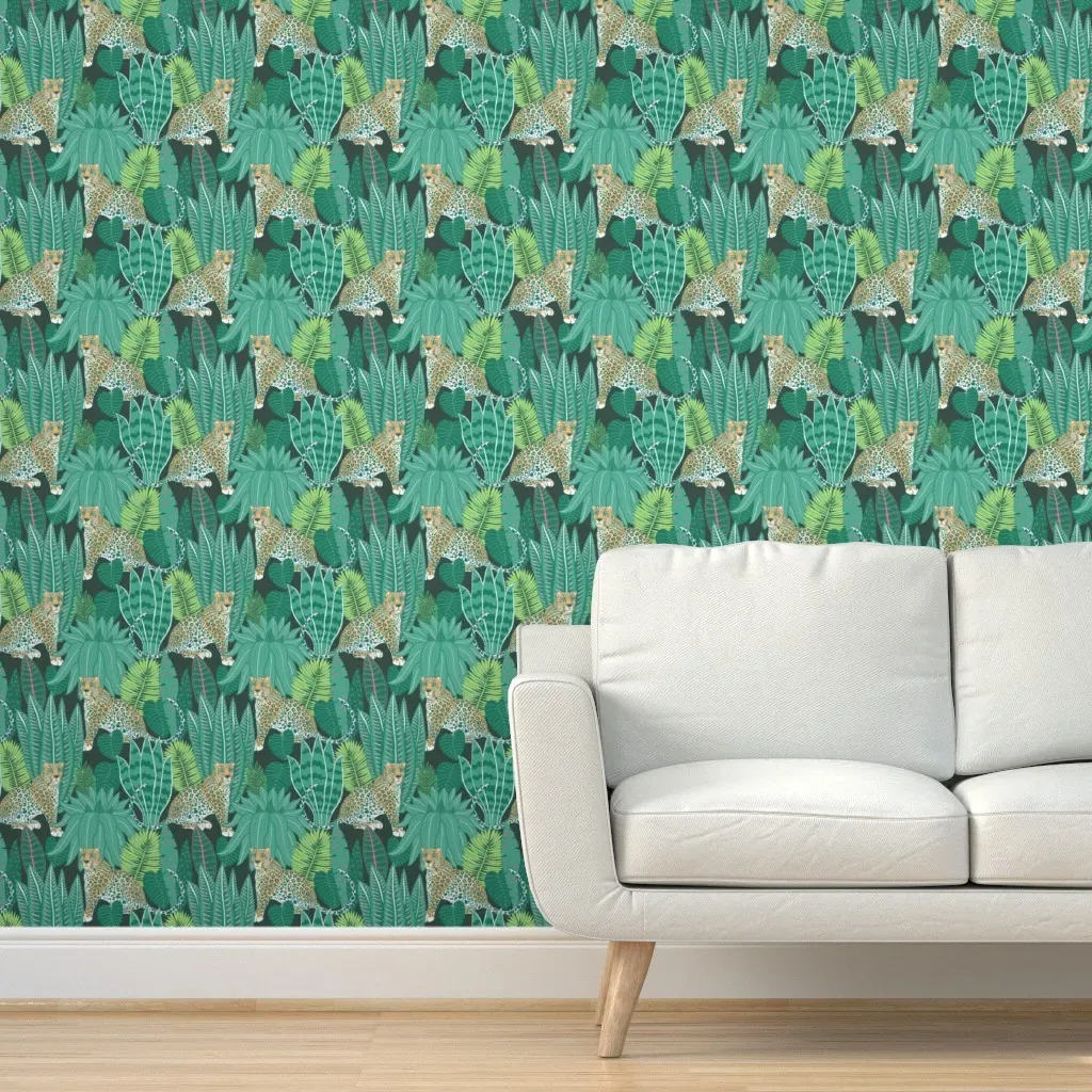 Jungle Leopard Peel and Stick Wallpaper - Teal product