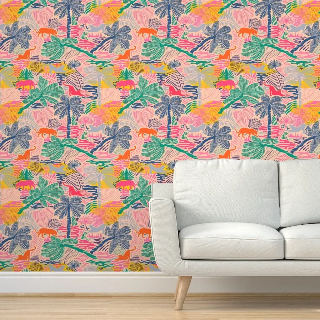 Jungle Magic Peel and Stick Wallpaper - Pink, Purple product