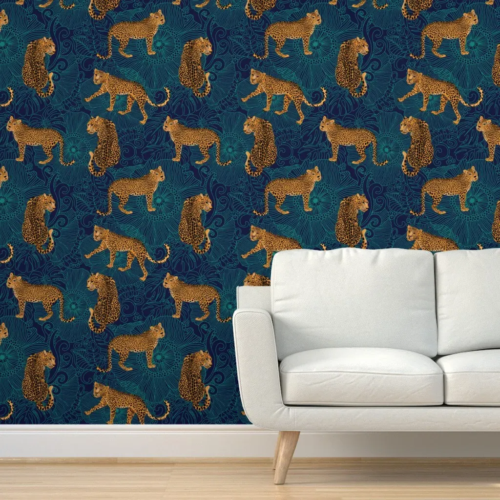 Jungle Midnight Peel and Stick Wallpaper - Blue product