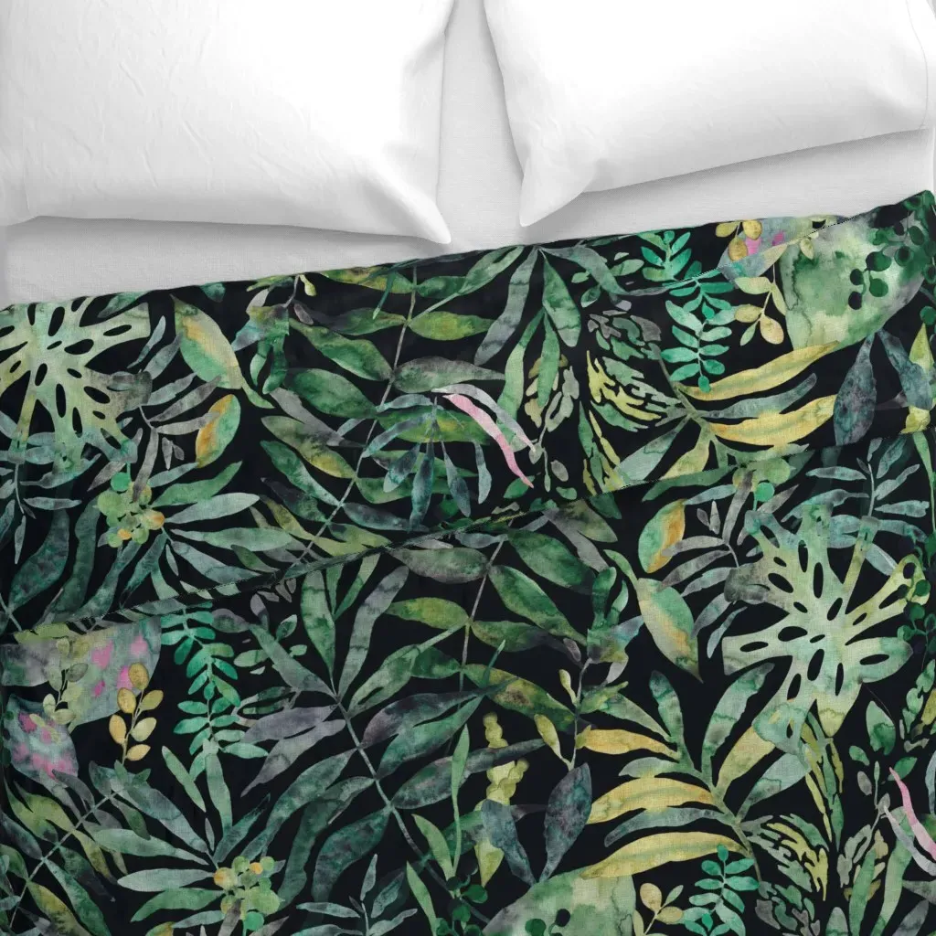 Jungle Moody Tropical Flora Duvet Cover - Green alternate view