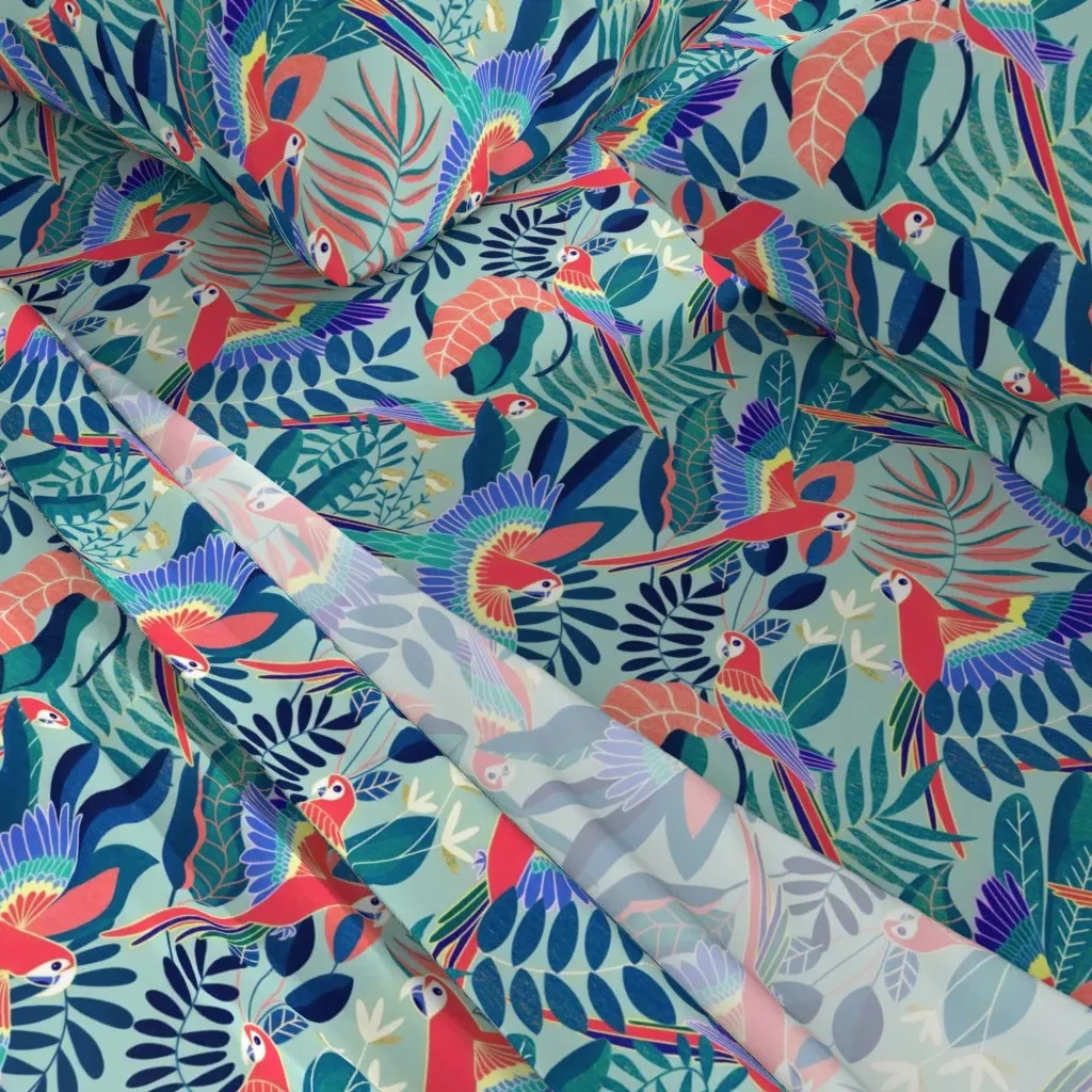 Jungle Parrot Paradise Pastel Rainforest Twin Sheet Set alternate view