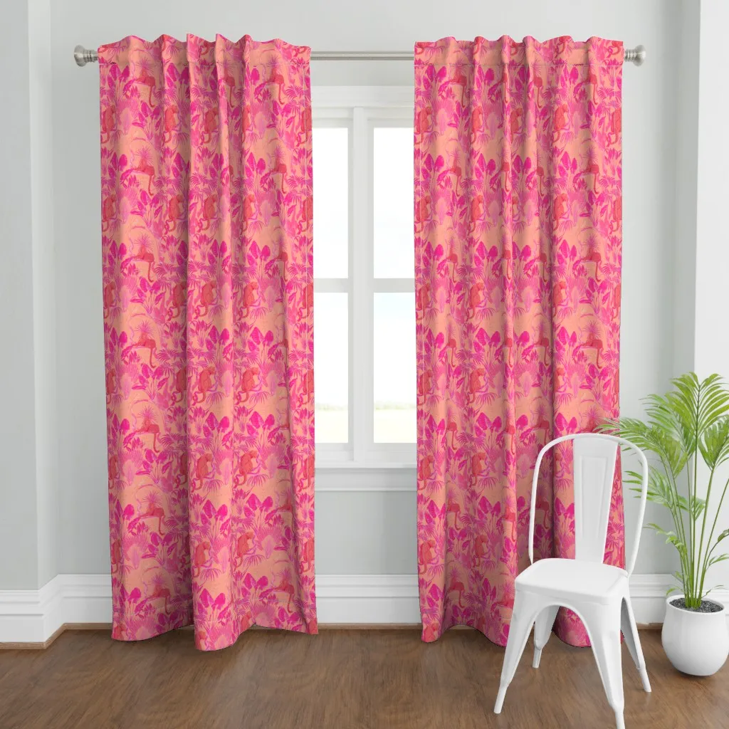 Jungle Print Curtain Panel - Hot Pink product
