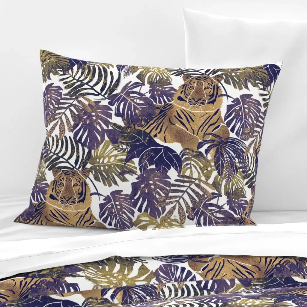Jungle Tiger Caramel Grape Standard Knife Edge Cushion - Gold, Cotton Sateen product