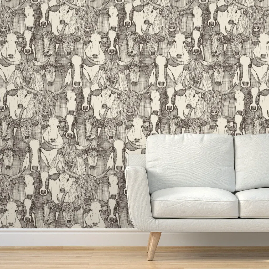 Just Cattle Natural Large Peel and Stick Wallpaper - Gray, Brown product