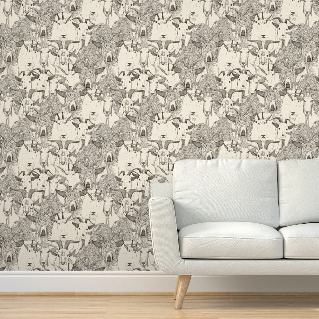 Just Goats 2' x 12' Peel and Stick Wallpaper - Beige product