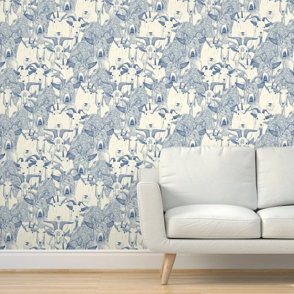 Just Goats Peel and Stick Wallpaper - Blue product