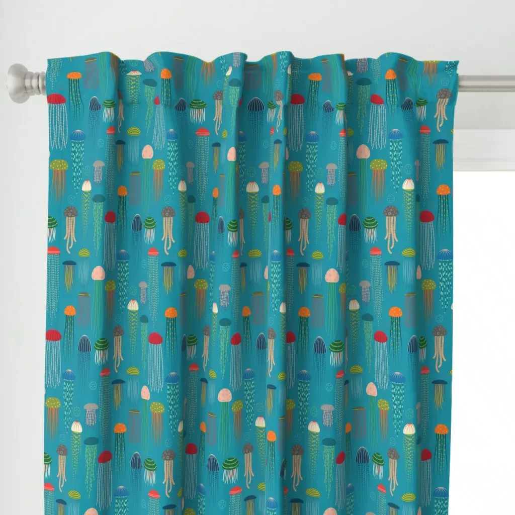 Just Jellies Curtain Panel - Teal alternate view